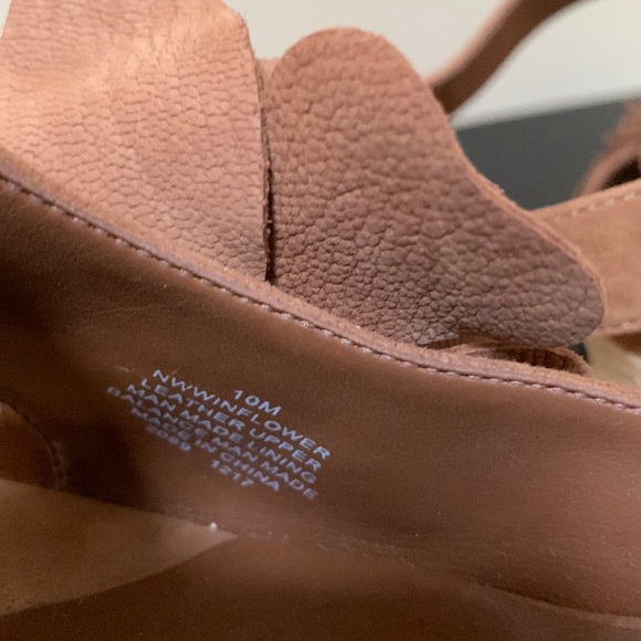 Nine West Winflower Chunky Block Heel Strappy Sandals Brown Leather - Picture 10 of 14